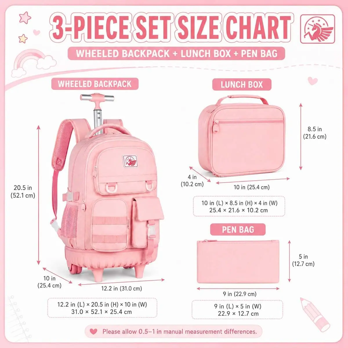 WZLVO Water Resistant Rolling Backpack for Girls & Women, 21 inch Pink | Durable & Spacious - view 4
