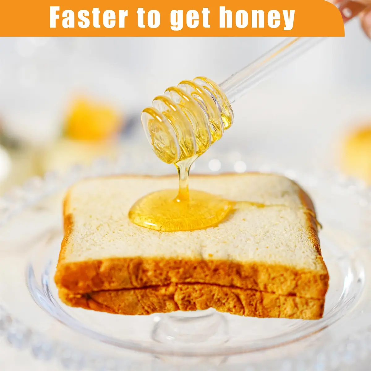 KANPURA 6oz Glass Honey Pot with 2 Dippers | No Drip Honey Dispenser for Kitchen & Gift - view 5