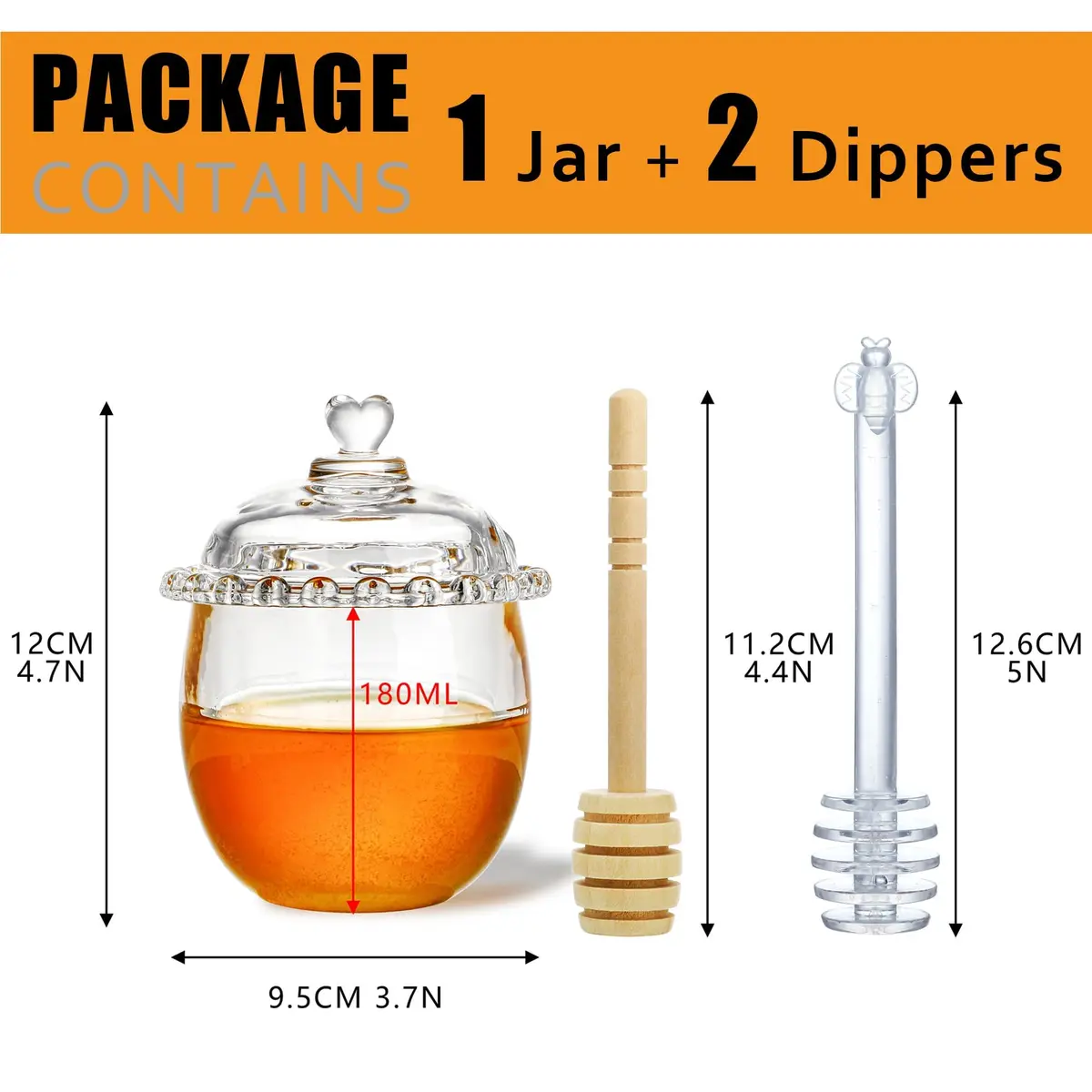 KANPURA 6oz Glass Honey Pot with 2 Dippers | No Drip Honey Dispenser for Kitchen & Gift - view 4