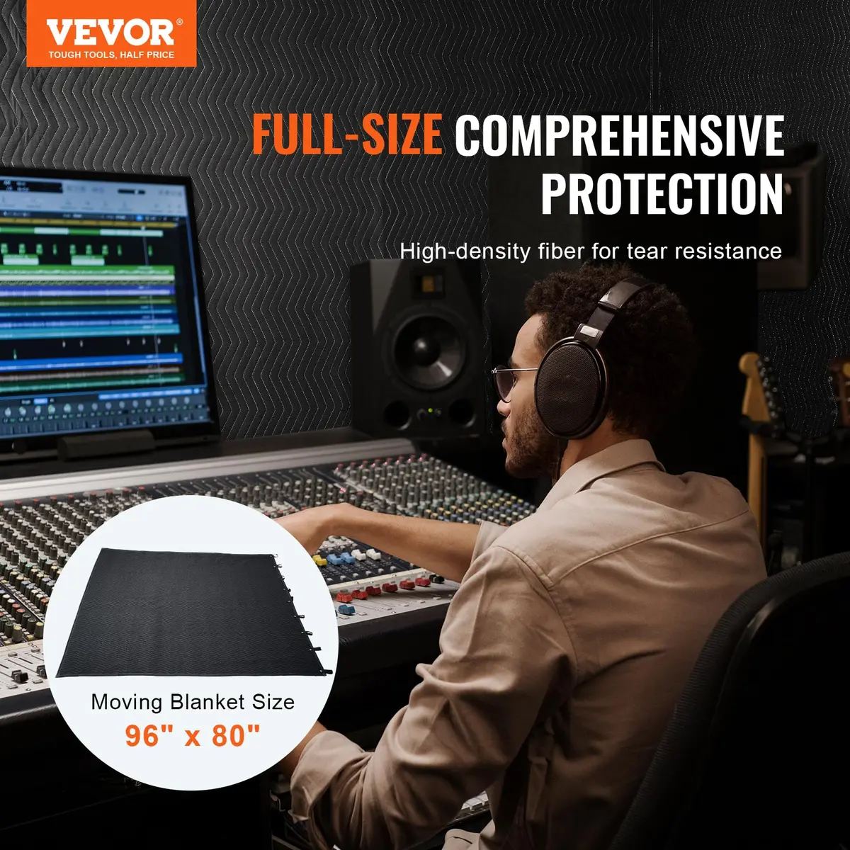 VEVOR Sound Dampening Blanket 244 x 203 cm (96" x 80") | Acoustic Noise Blocking for Studio & Moving - view 2