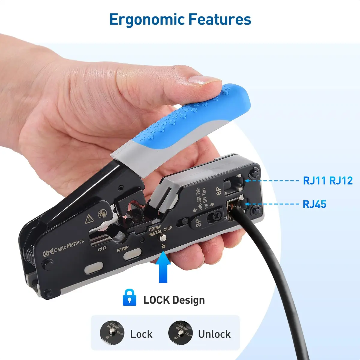 Cable Matters All-In-One Modular Ethernet Crimping Tool Cat 8 | Creates Professional Network Cables - view 5