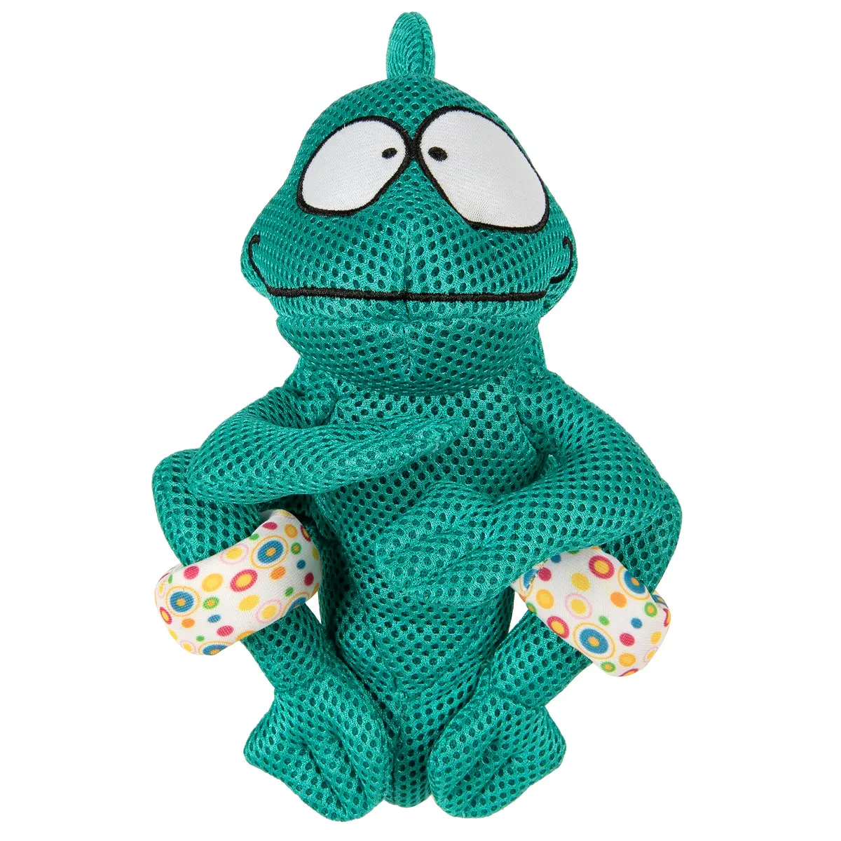 goDog Double Chew Guard Mesh Amphibianz Chameleon Squeaky Dog Toy - Teal, Large - main product image