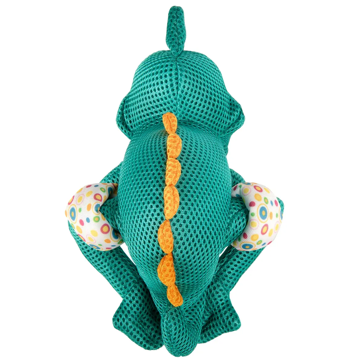 goDog Double Chew Guard Mesh Amphibianz Chameleon Squeaky Dog Toy - Teal, Large - view 2