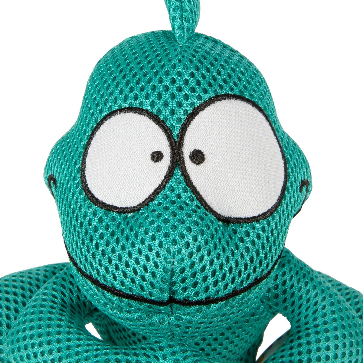 goDog Double Chew Guard Mesh Amphibianz Chameleon Squeaky Dog Toy - Teal, Large - view 3