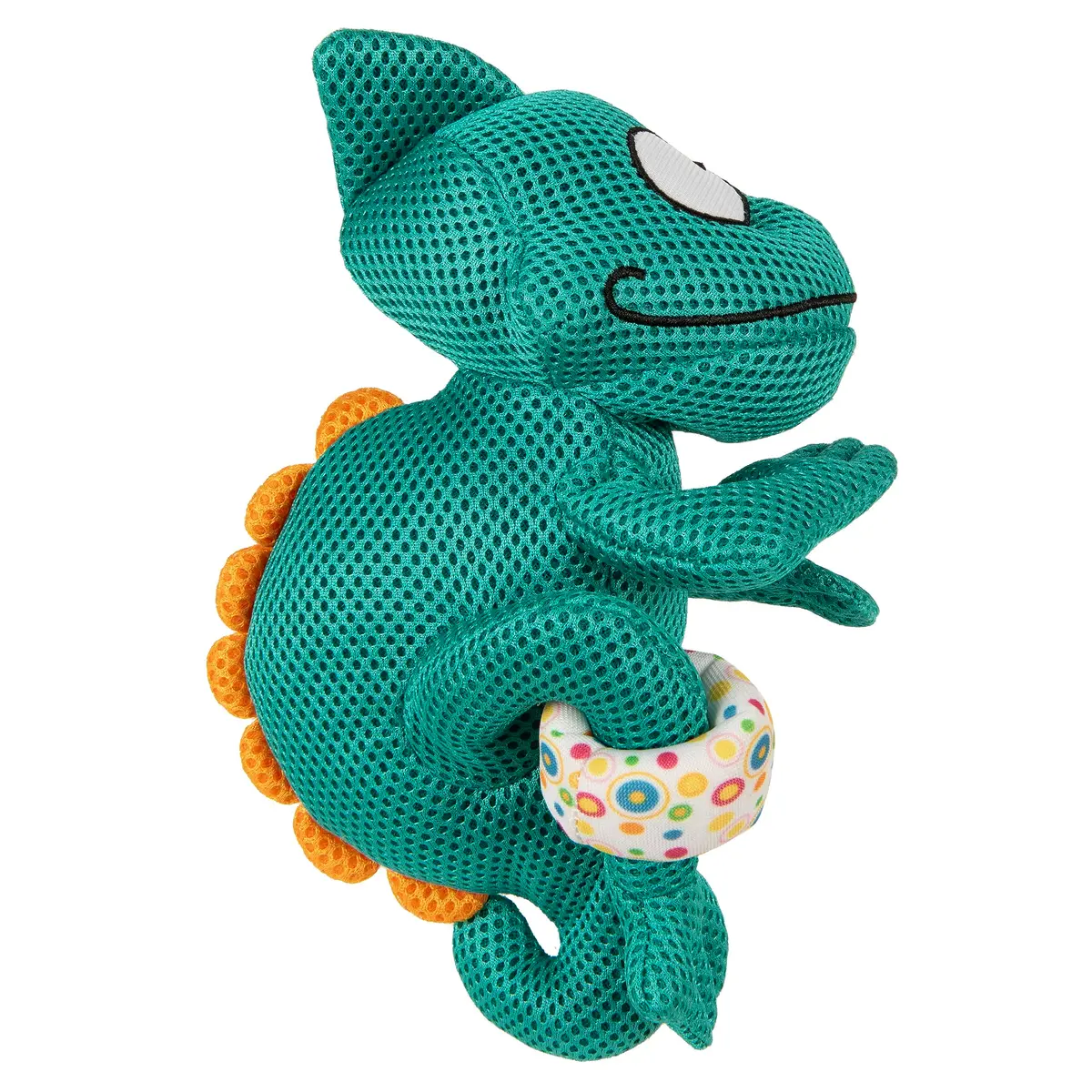 goDog Double Chew Guard Mesh Amphibianz Chameleon Squeaky Dog Toy - Teal, Large - view 4