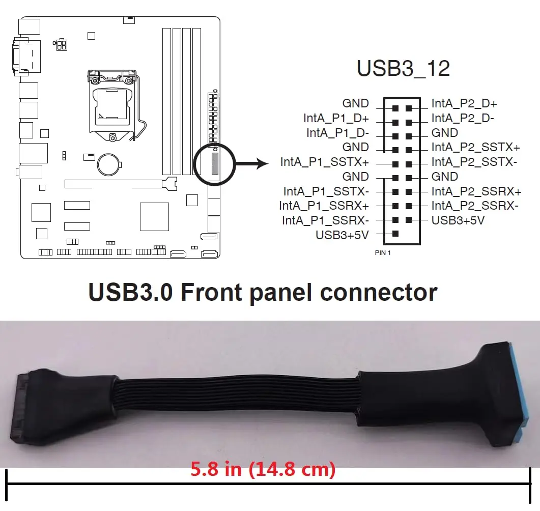 HOXIBSL USB 3.0 Header splitter Extension Cable 5.8 inch | Supports 5Gbps Data Transfer - view 5