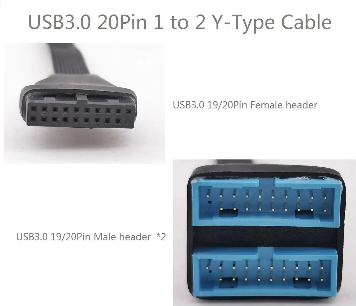 HOXIBSL USB 3.0 Header splitter Extension Cable 5.8 inch | Supports 5Gbps Data Transfer - view 2