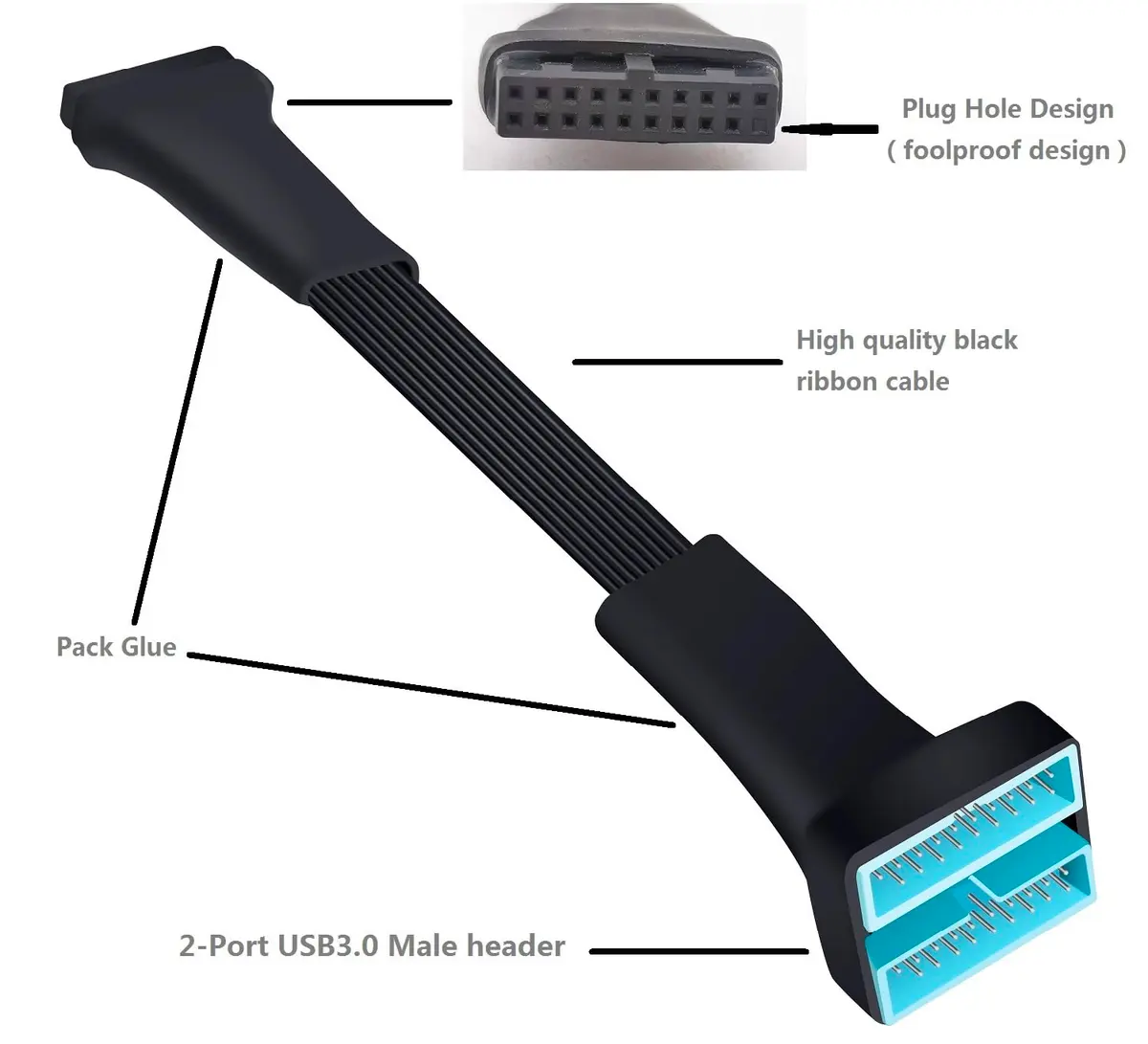 HOXIBSL USB 3.0 Header splitter Extension Cable 5.8 inch | Supports 5Gbps Data Transfer - view 3