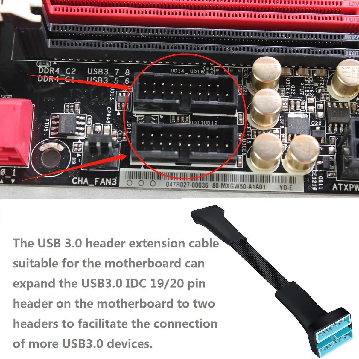 HOXIBSL USB 3.0 Header splitter Extension Cable 5.8 inch | Supports 5Gbps Data Transfer - view 4