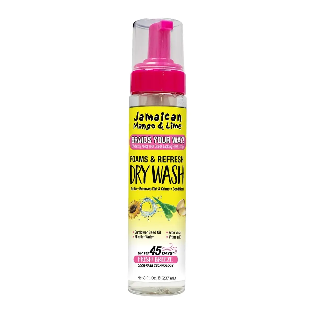 Jamaican Mango & Lime Braids Your Way Dry Wash – Gentle Cleansing Foam for Braids, Locs & Twists – No-Rinse Dry Shampoo for Scalp - main product image