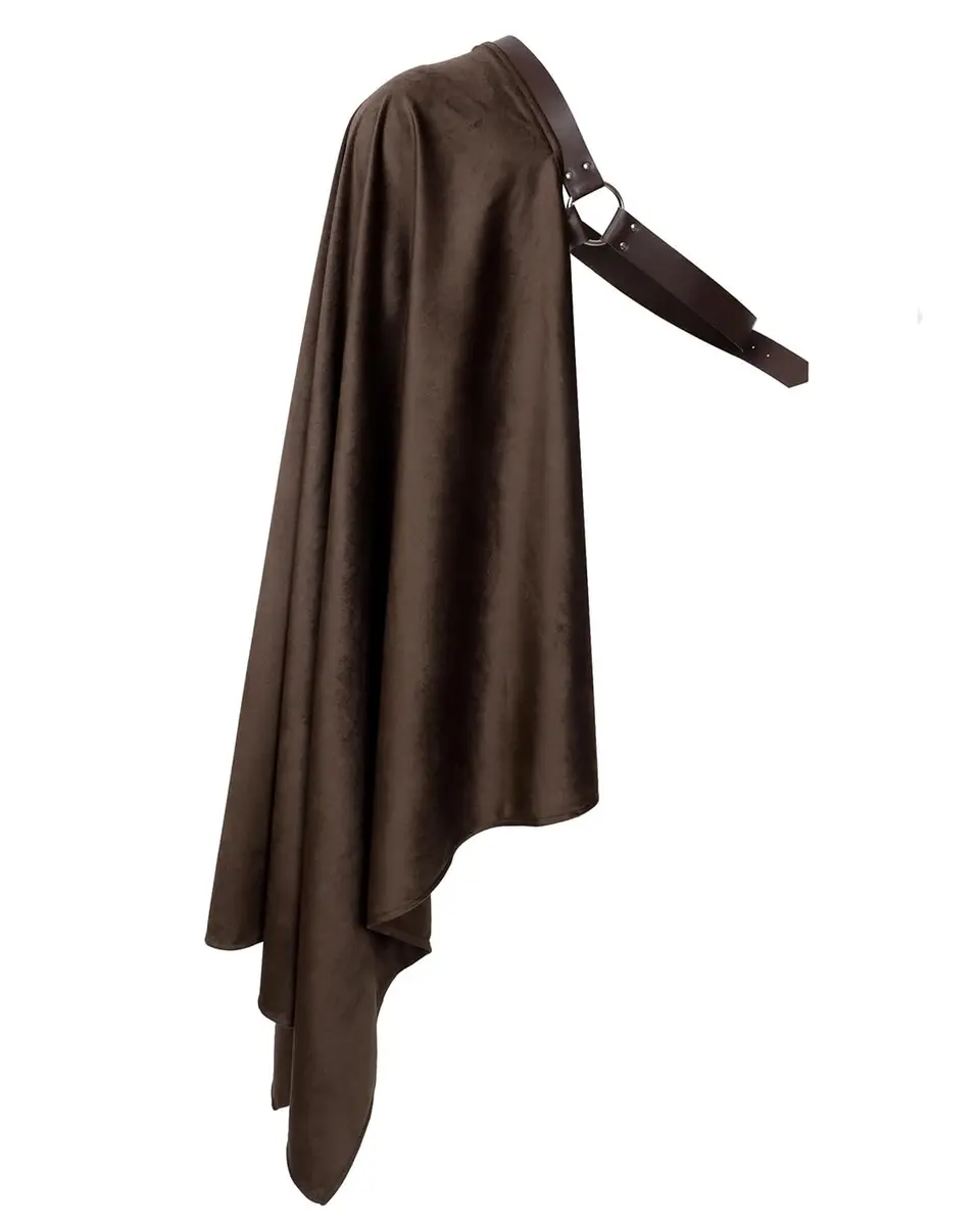 L'VOW Medieval Half Shoulder Cape Knight Cloak with Belt, Brown One Size | Authentic Vintage Design for Cosplay & Halloween - view 7