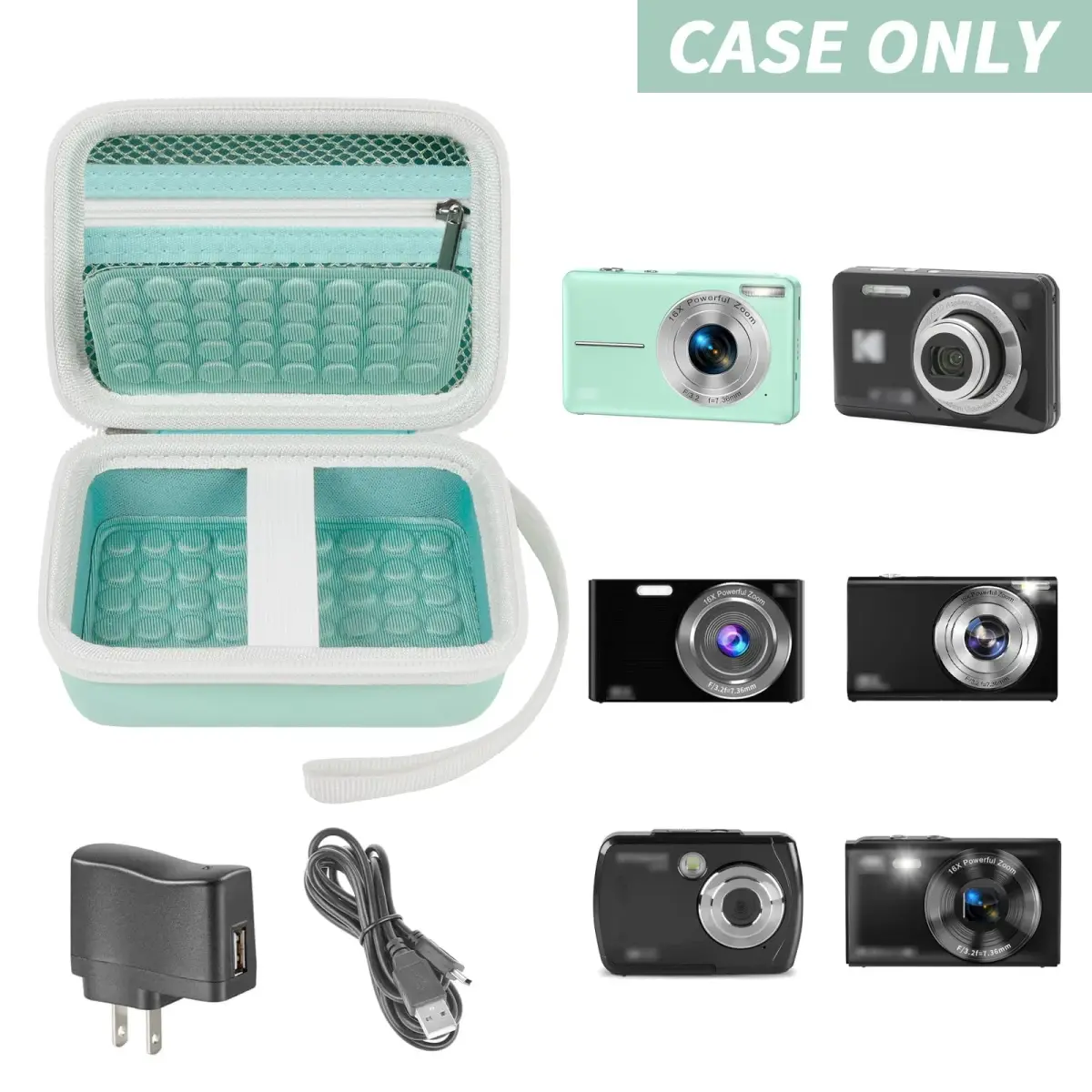 Boobowl Camera Case for Kodak PIXPRO FZ55/FZ45 & CAMKORY Cameras | 10.8 cm x 7.5 cm x 6.5 cm (4.25" x 2.95" x 2.55") - view 2