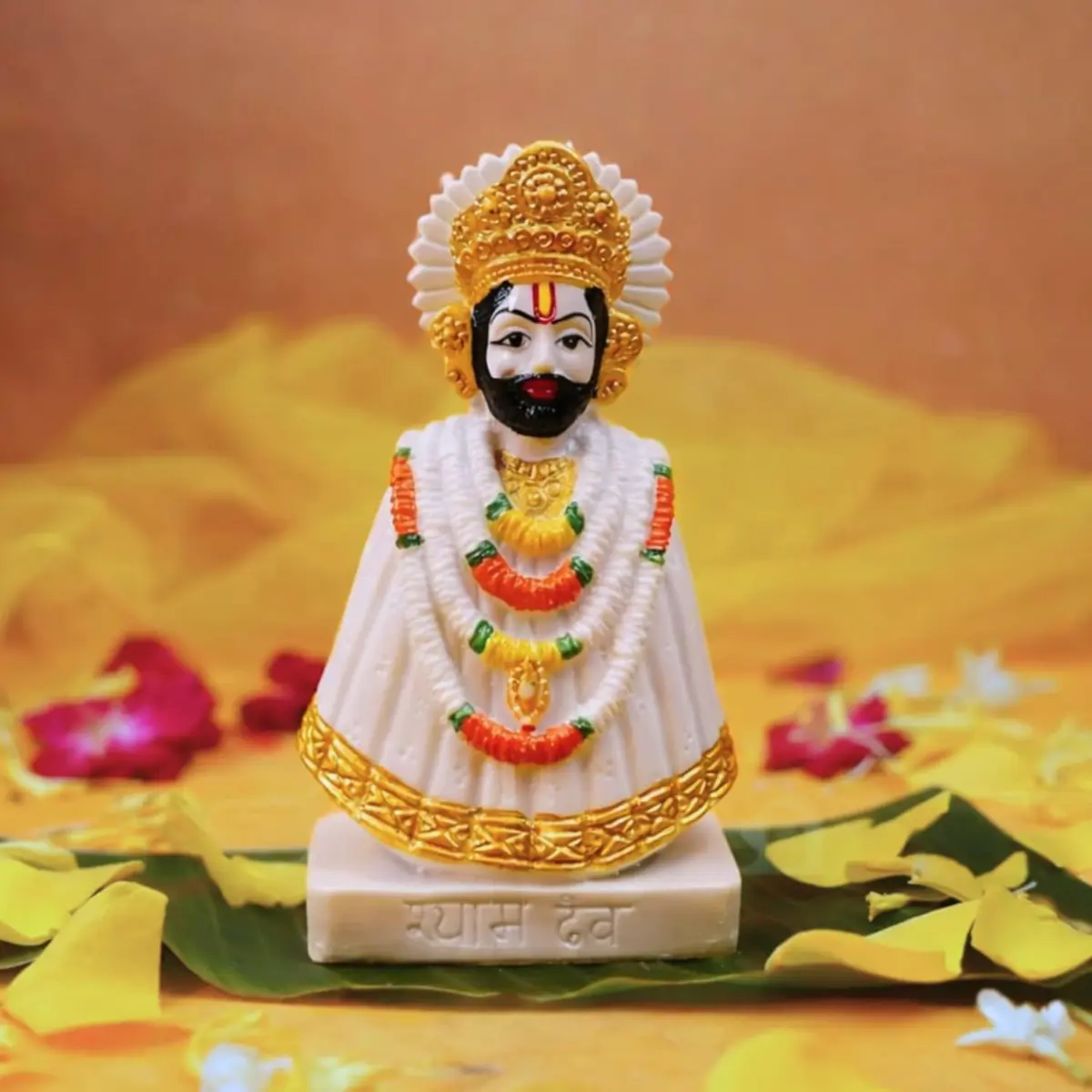 Servdharm Khatu Shyam Statue Resin 14.9cm (5.9") | Authentic Indian Idol for Home Decor, Puja, and Gifting - main product image