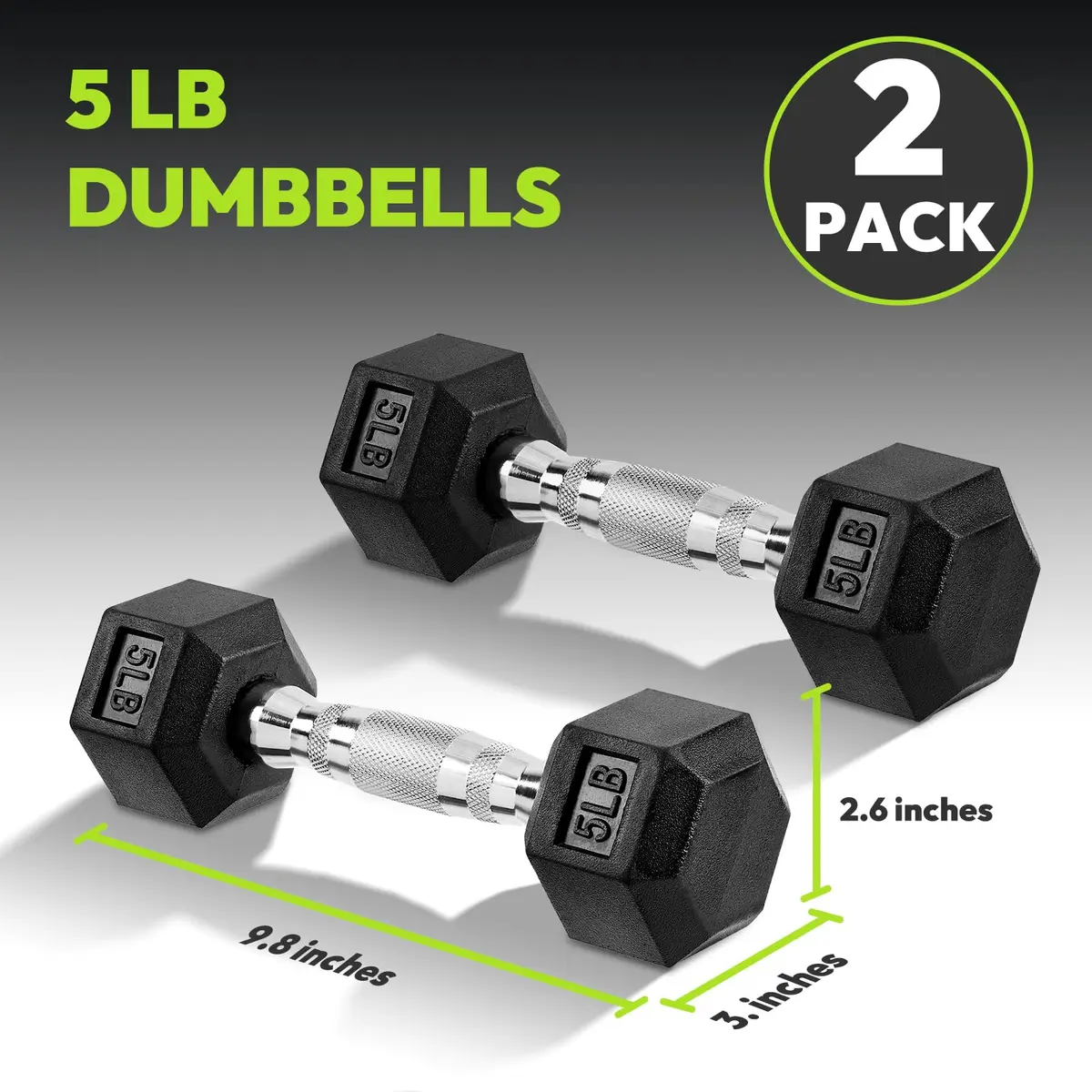 HANDBODE Hex Dumbbell Set of 2, Rubber Encased, 5 lb | Versatile Strength Equipment for Home & Gym - view 2