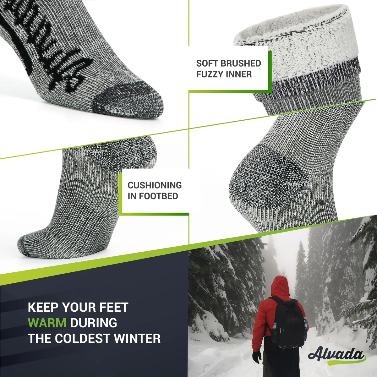 Alvada Merino Wool Thermal Warm Crew Winter Boot Socks 3 Pairs LXL (2.27 kg / 5 lb) - view 4