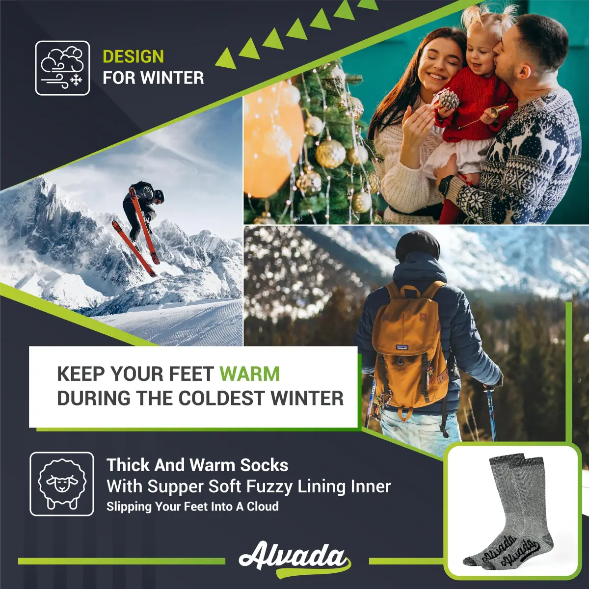 Alvada Merino Wool Thermal Warm Crew Winter Boot Socks 3 Pairs LXL (2.27 kg / 5 lb) - view 5