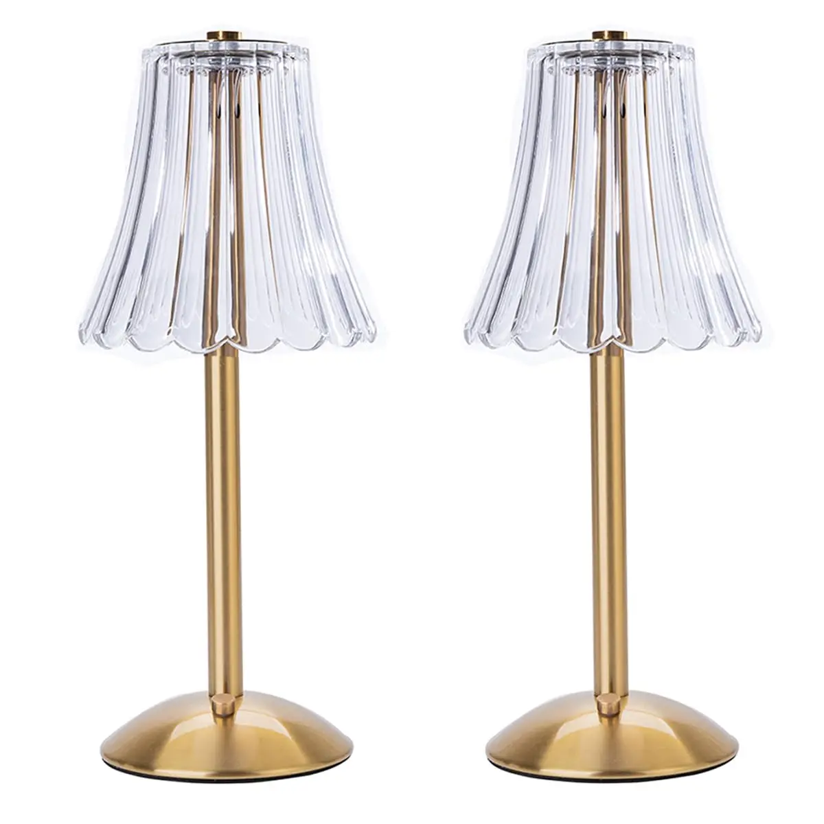 HEQET Cordless Table Lamps for Home, Pack of 2 Gold Flower Lamps, 31 cm (12'') Tall LED Rechargeable Lamps | Touch Dimmer, 3 Light Colors - main product image