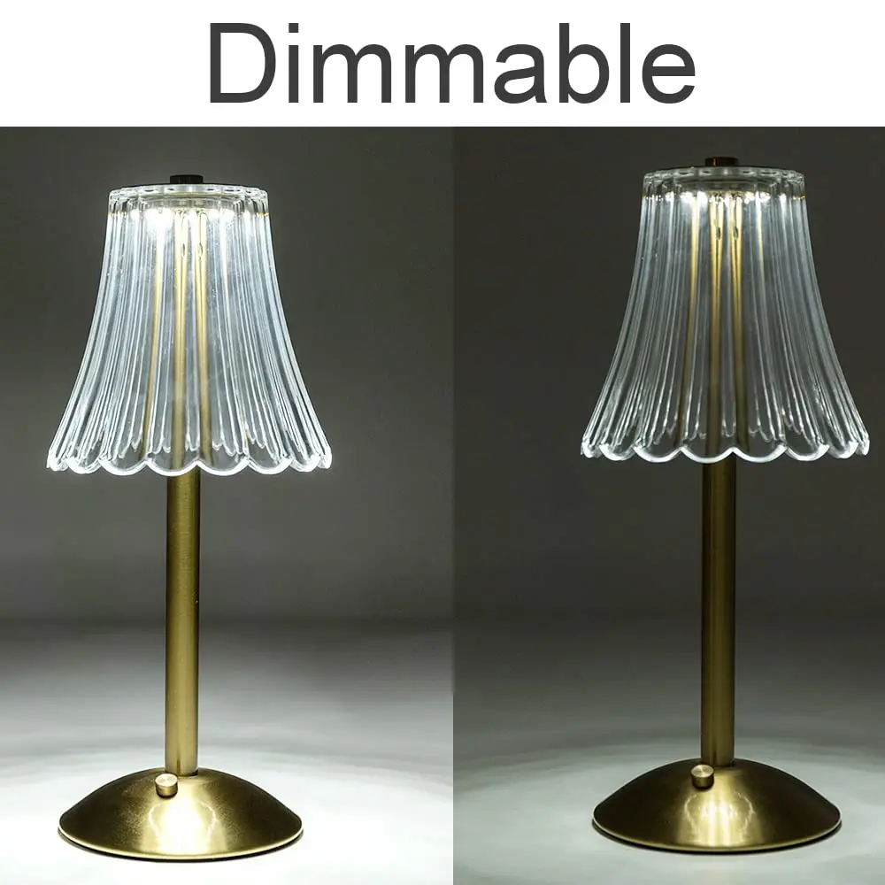HEQET Cordless Table Lamps for Home, Pack of 2 Gold Flower Lamps, 31 cm (12'') Tall LED Rechargeable Lamps | Touch Dimmer, 3 Light Colors - view 5