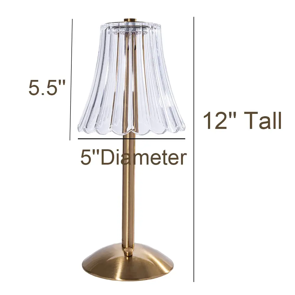 HEQET Cordless Table Lamps for Home, Pack of 2 Gold Flower Lamps, 31 cm (12'') Tall LED Rechargeable Lamps | Touch Dimmer, 3 Light Colors - view 8
