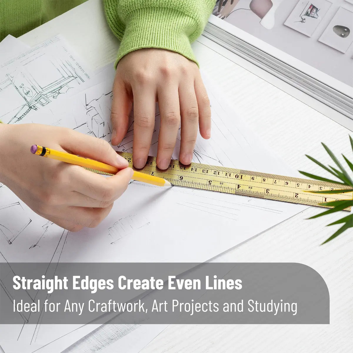 Mr. Pen Metal Straight Edge Ruler, 2 Pack, 6" & 12" | Durable Stainless Steel, Precise Metric & Imperial Measurements - view 5