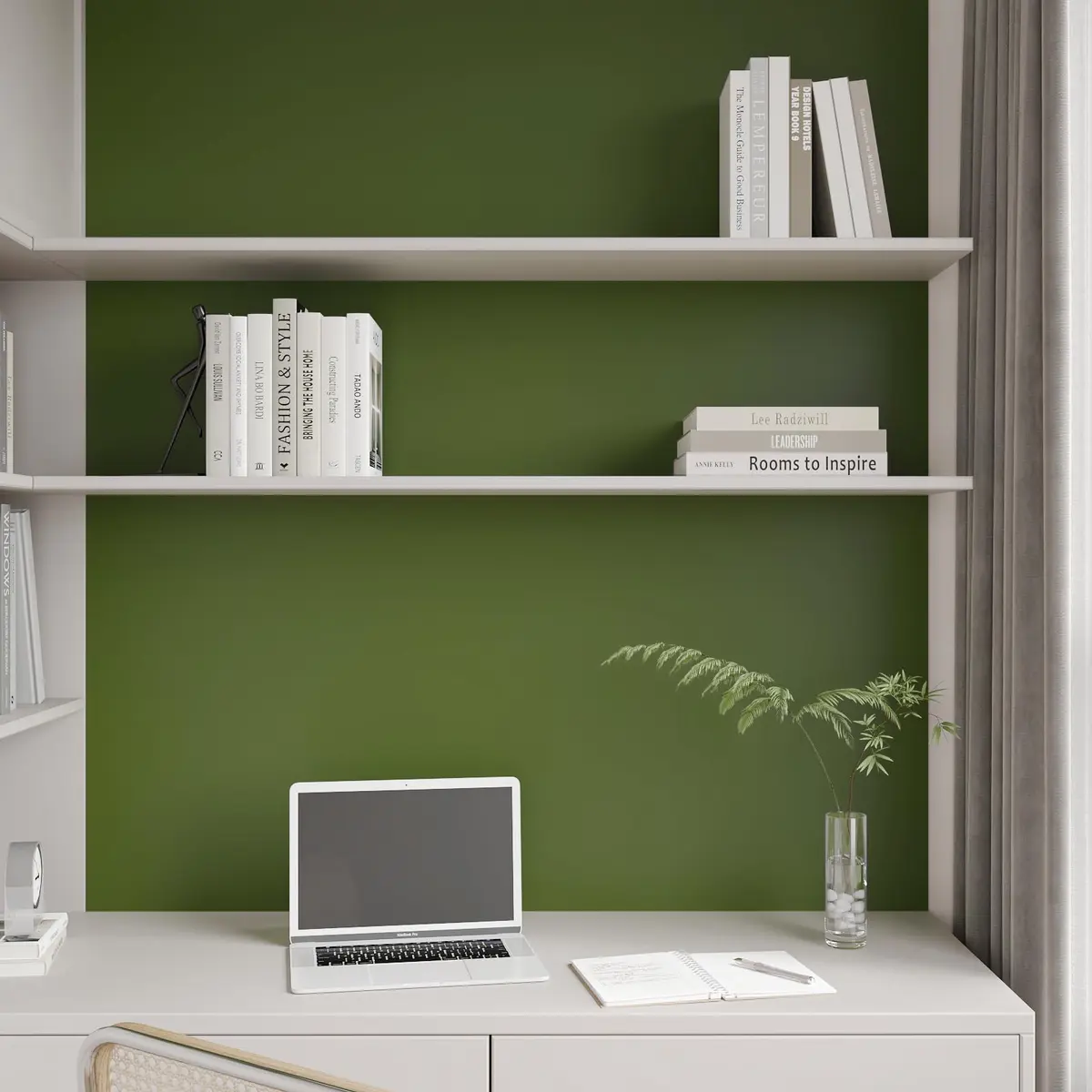 CHIHUT Olive Green Peel and Stick Wallpaper 17.7''x100'' | Self-Adhesive Vinyl Film for Cabinets & Walls - view 5
