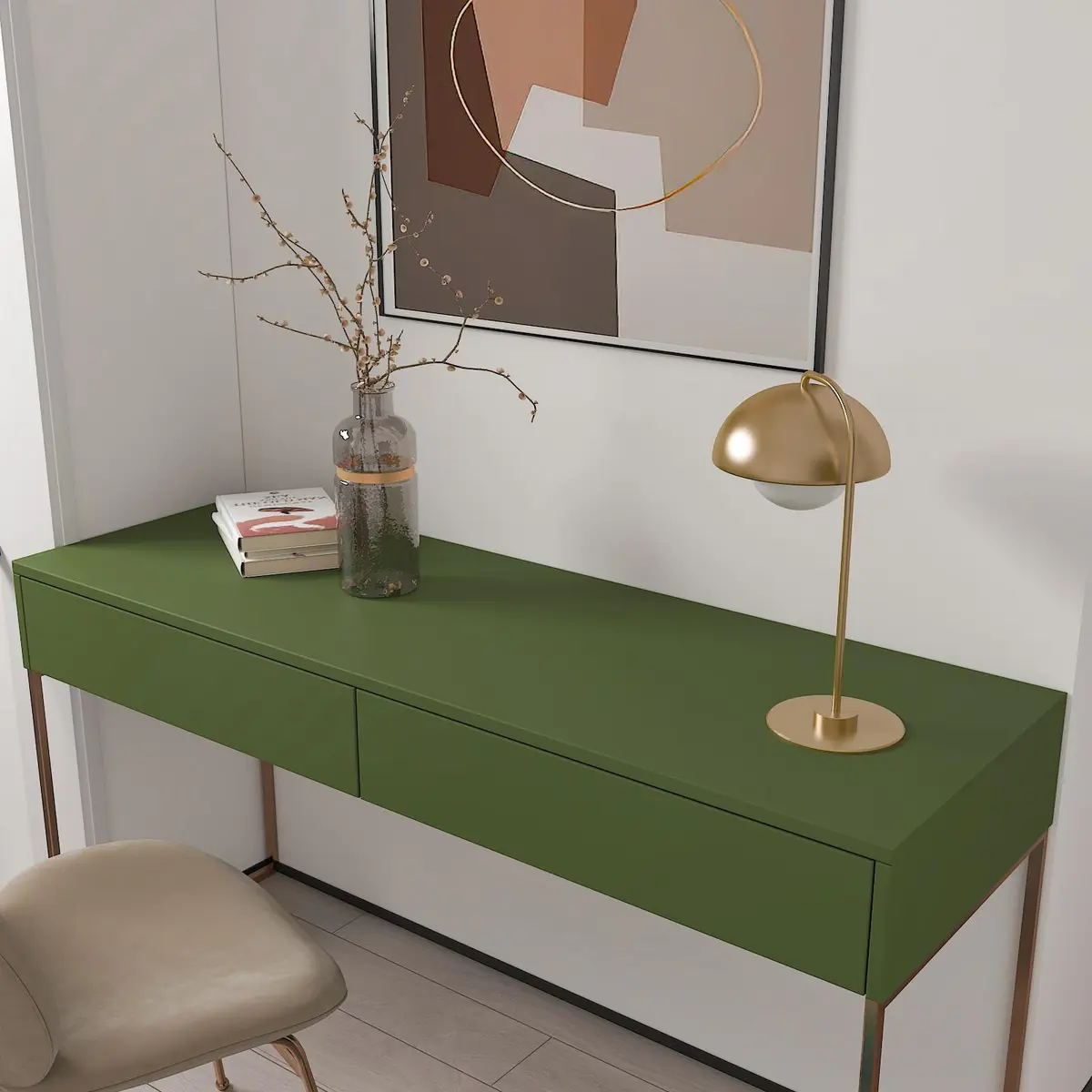 CHIHUT Olive Green Peel and Stick Wallpaper 17.7''x100'' | Self-Adhesive Vinyl Film for Cabinets & Walls - view 4