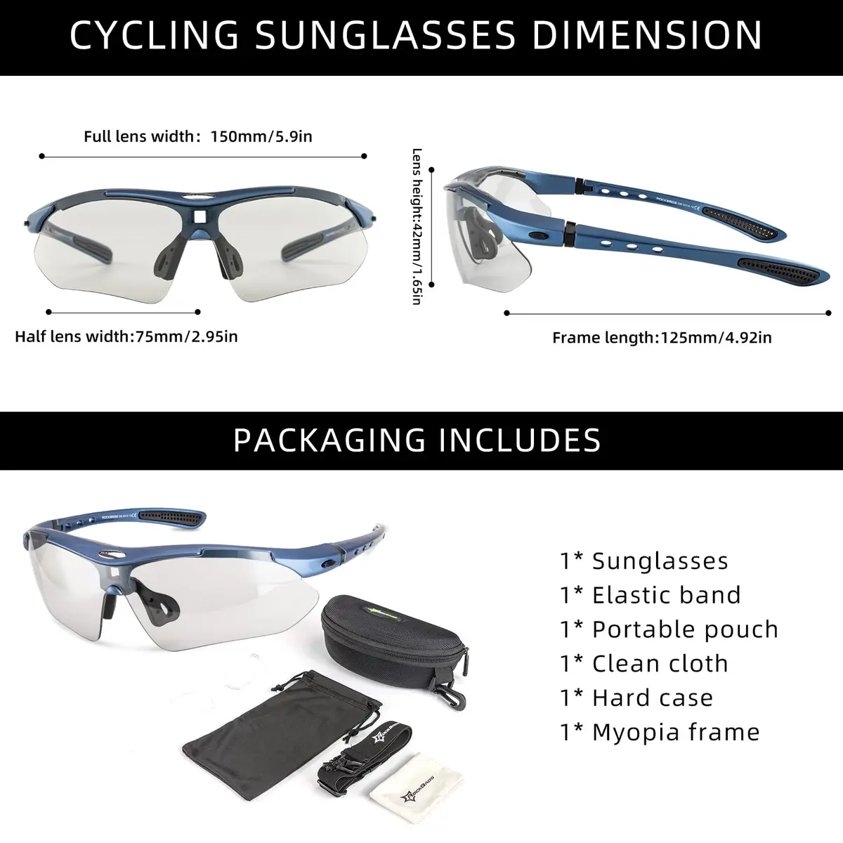 ROCKBROS Photochromic Sports Sunglasses Mens Cycling Pickleball Glasses | UV & Glare Control - view 6