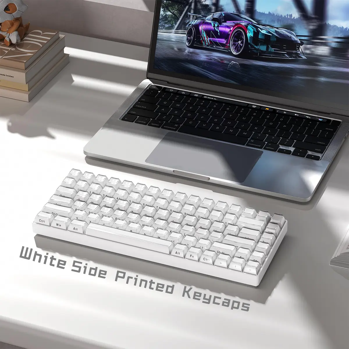 Womier White Lusterfly Jelly Keycaps | 113 Keys Side Printed OEM Profile for MX Switches - view 6