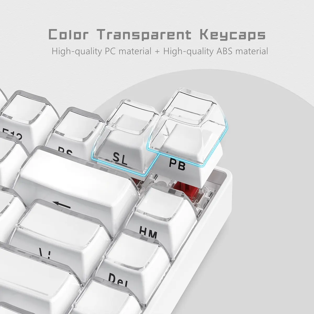Womier White Lusterfly Jelly Keycaps | 113 Keys Side Printed OEM Profile for MX Switches - view 2