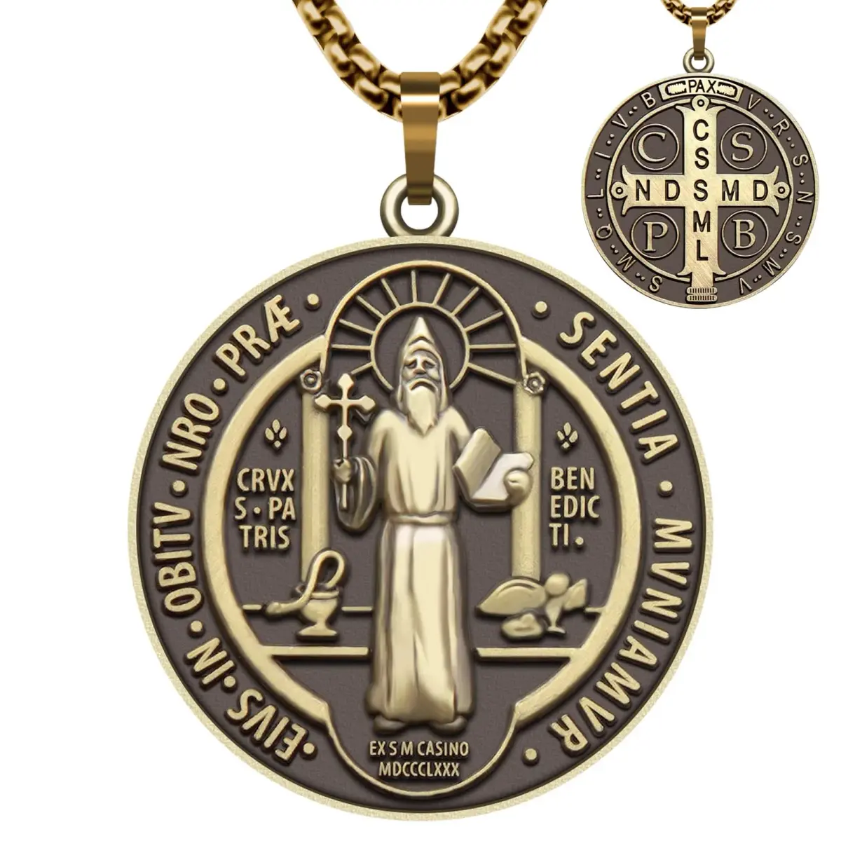 Anwlki St Benedict Necklace Pendant 60cm (23.62in) | Faith & Protection Symbol - main product image