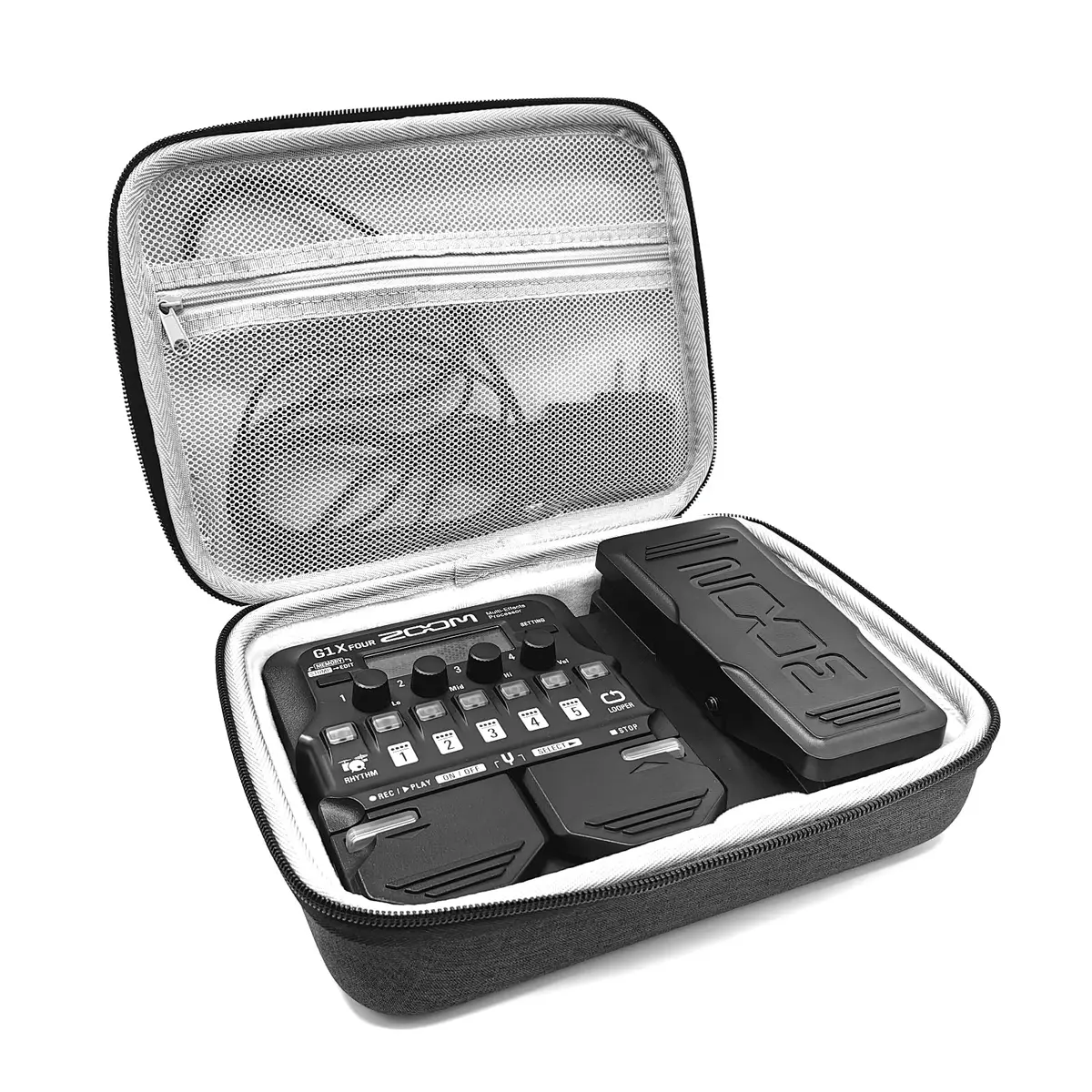 Musiin Premium Velvet Interior HardCase for Zoom G1X Four Pedal | Grey - main product image
