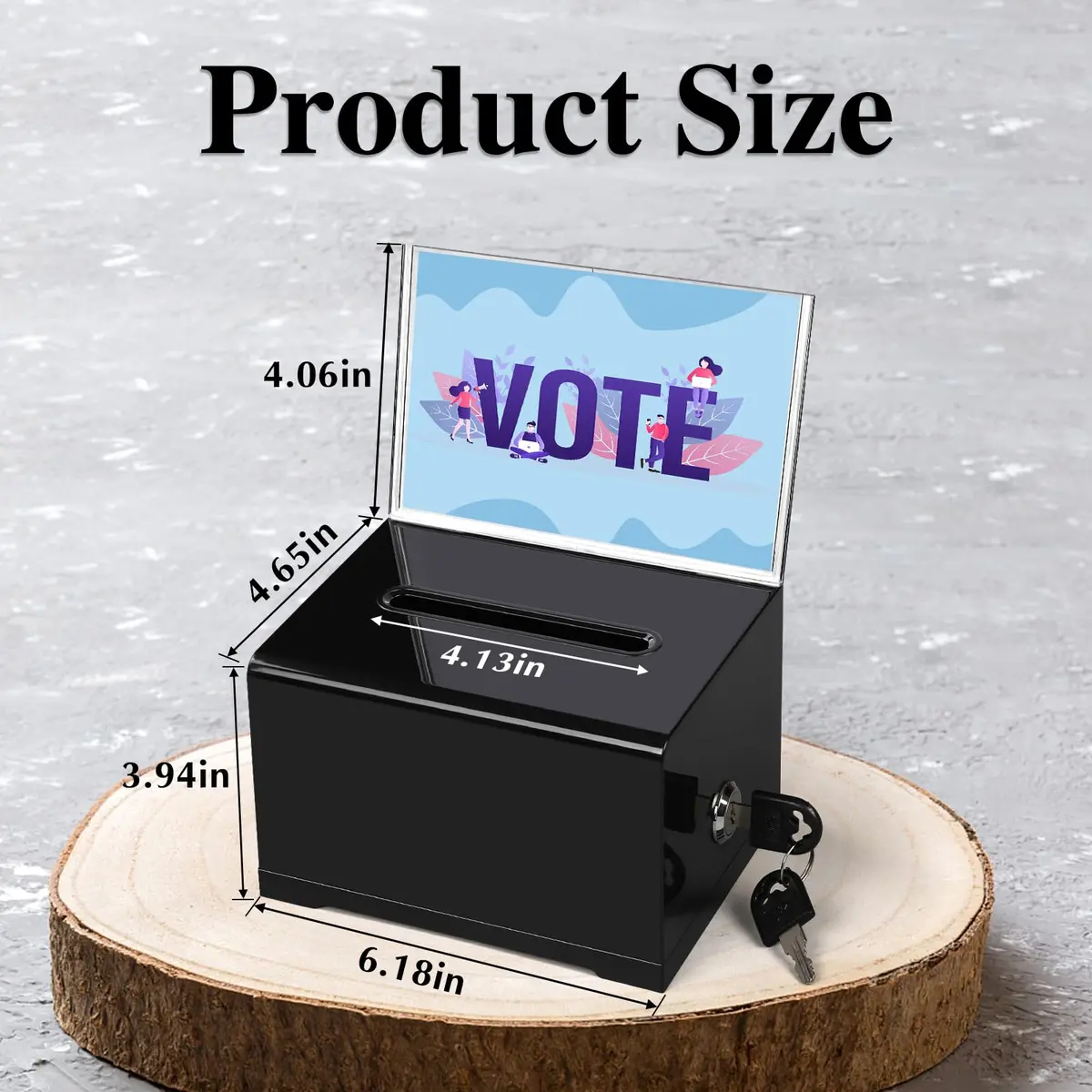 VOISEN Acrylic Donation Box with Lock, Black Tip Jar with Sign Holder | Secure Locking, Impact-Resistant, Lightweight - view 2