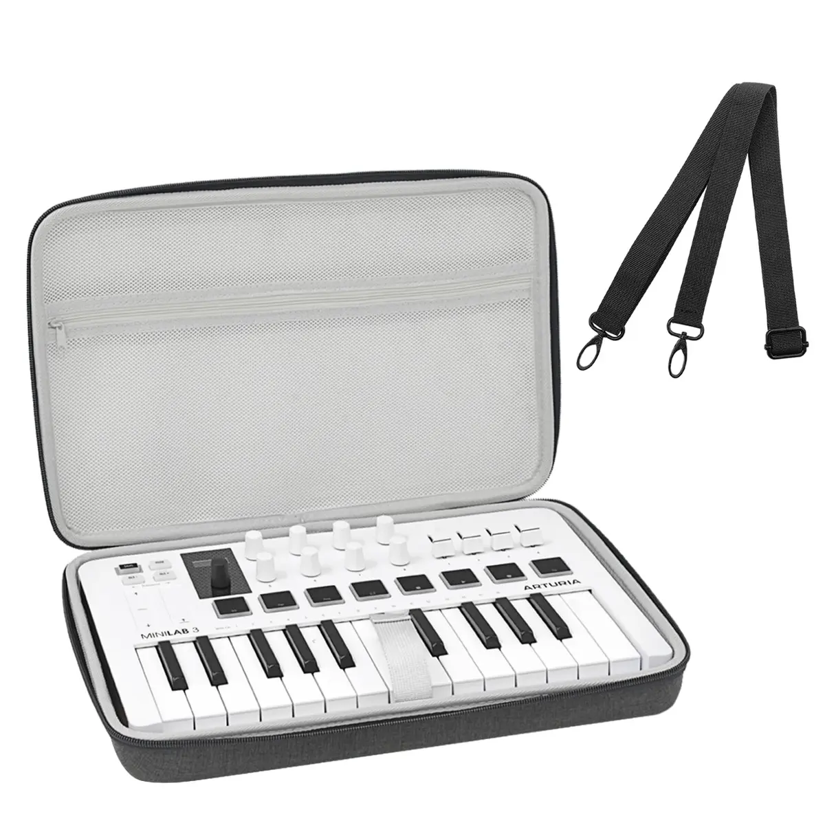 Musiin Premium Velvet Midi Keyboard Case Compatible with Arturia MiniLab 3 | Custom-fit, Rugged & Soft Velvet Lining (70-120 chars) - main product image