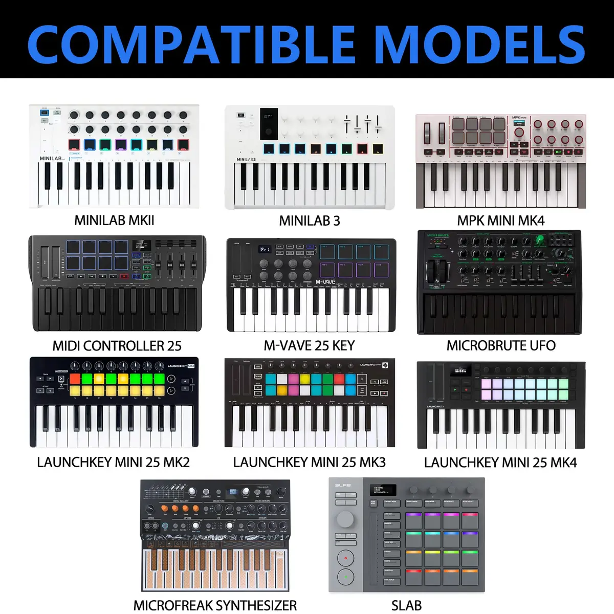 Musiin Premium Velvet Midi Keyboard Case Compatible with Arturia MiniLab 3 | Custom-fit, Rugged & Soft Velvet Lining (70-120 chars) - view 5