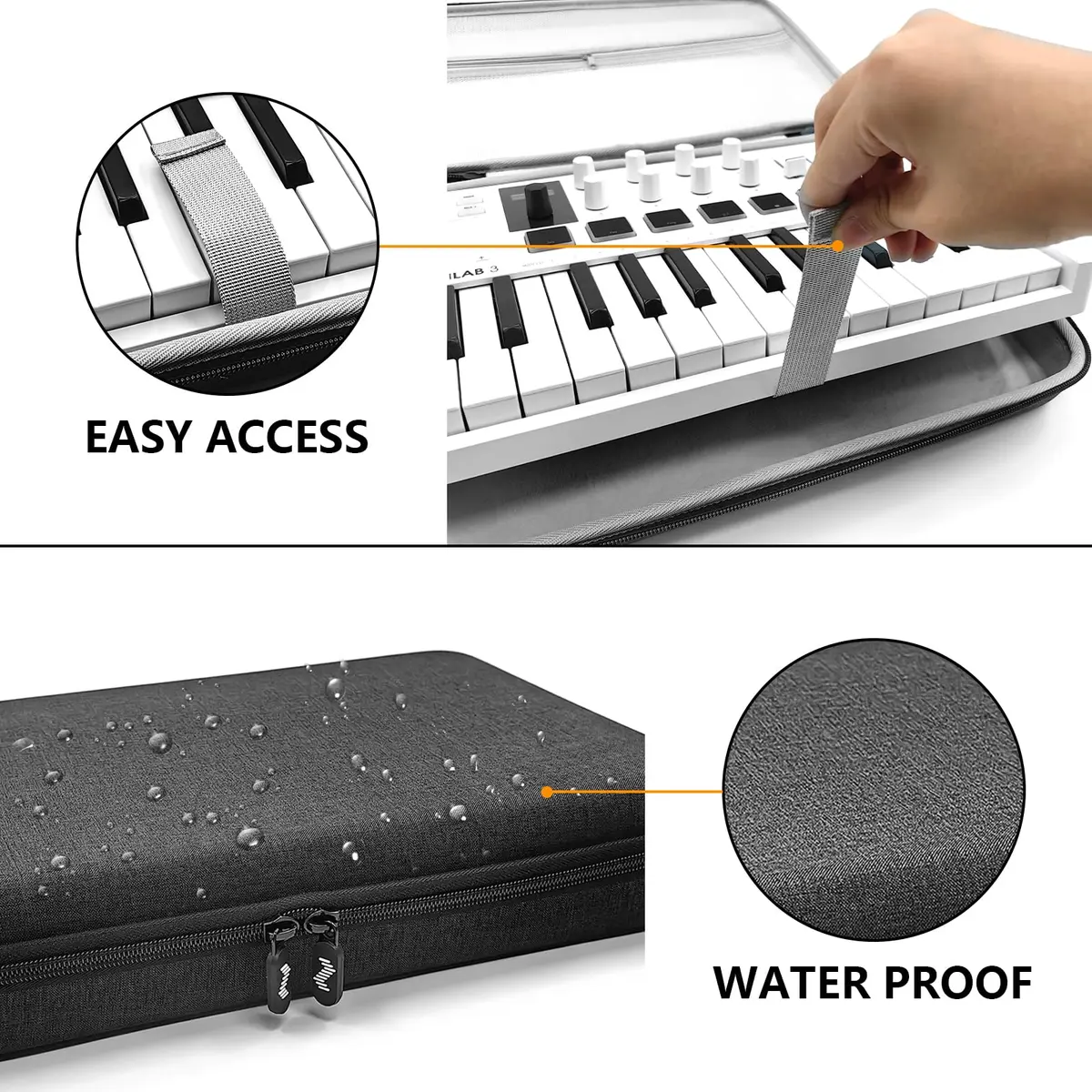 Musiin Premium Velvet Midi Keyboard Case Compatible with Arturia MiniLab 3 | Custom-fit, Rugged & Soft Velvet Lining (70-120 chars) - view 3