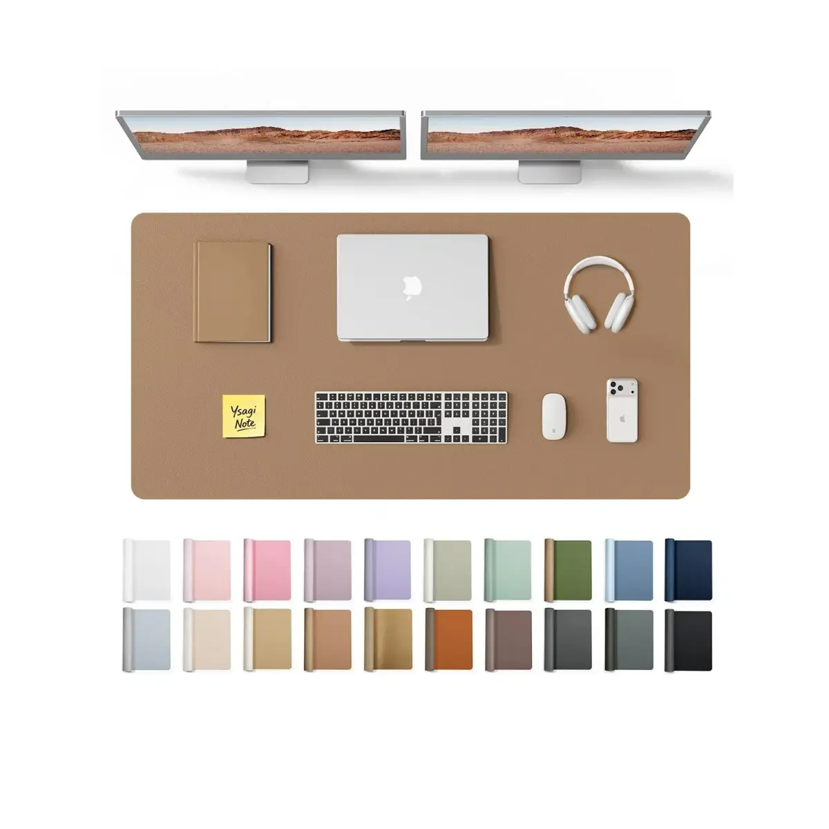 YSAGi PU Leather Desk Protector Mat 120cm x 60cm (47.2" x 23.6") | Protects Desks from Scratches, Spills, and Heat - main product image