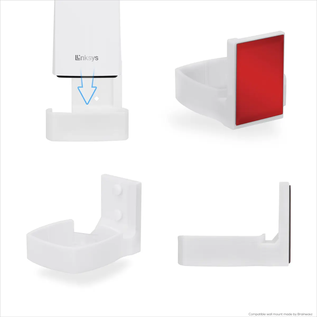 BRAINWAVZ Wall Mount for Linksys Atlas 6 / Atlas Pro 6 WiFi Router | Easy Install Bracket, Reduce Interference & Clutter, Adhesive & Screw Mounting - view 8
