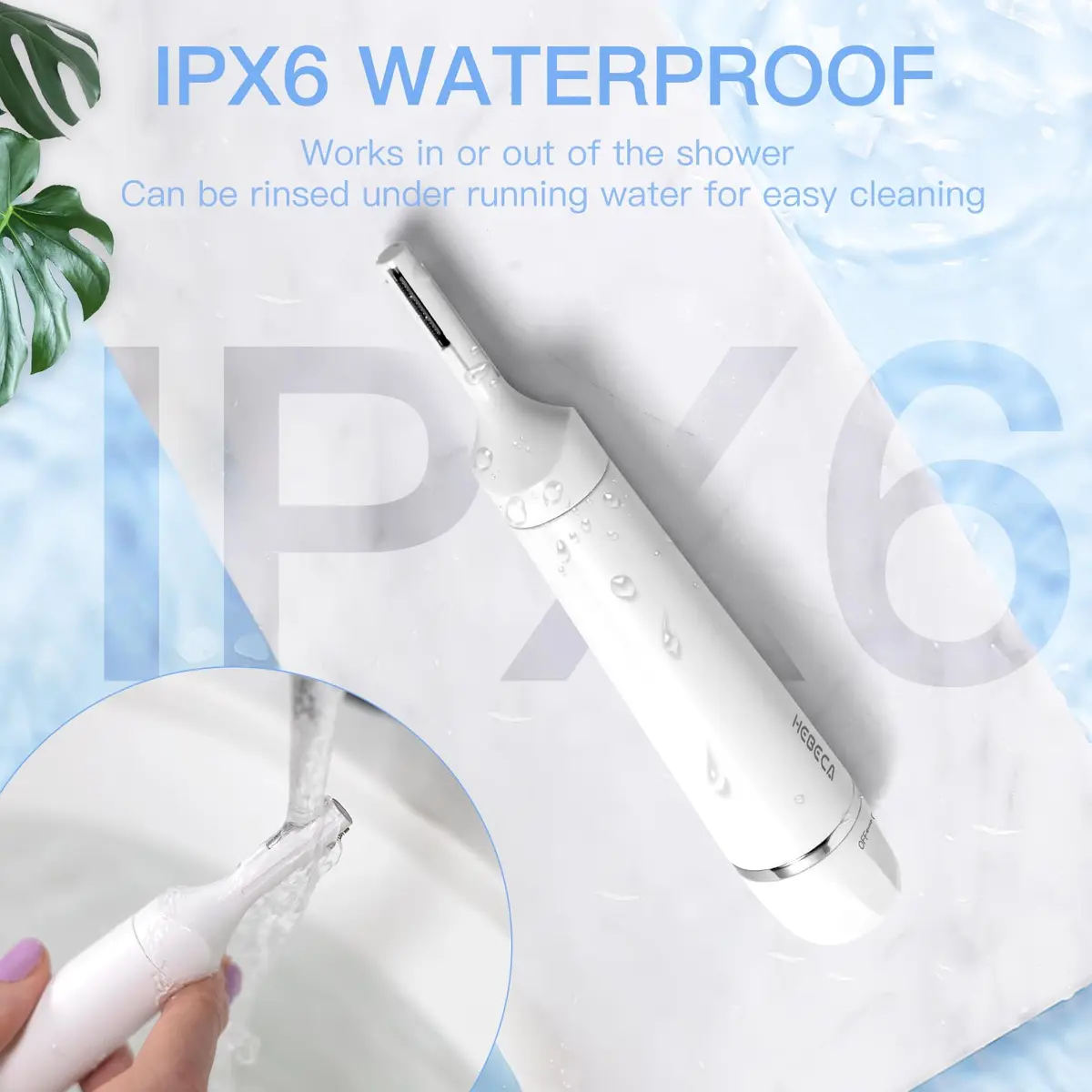 HEBECA Nose Hair Trimmer for Women and Men, 3-in-1 Electric Facial Hair Removal, Rechargeable, Waterproof, Portable, Face & Ear Razor (FT3001) | Hypoallergenic Stainless Steel - view 7