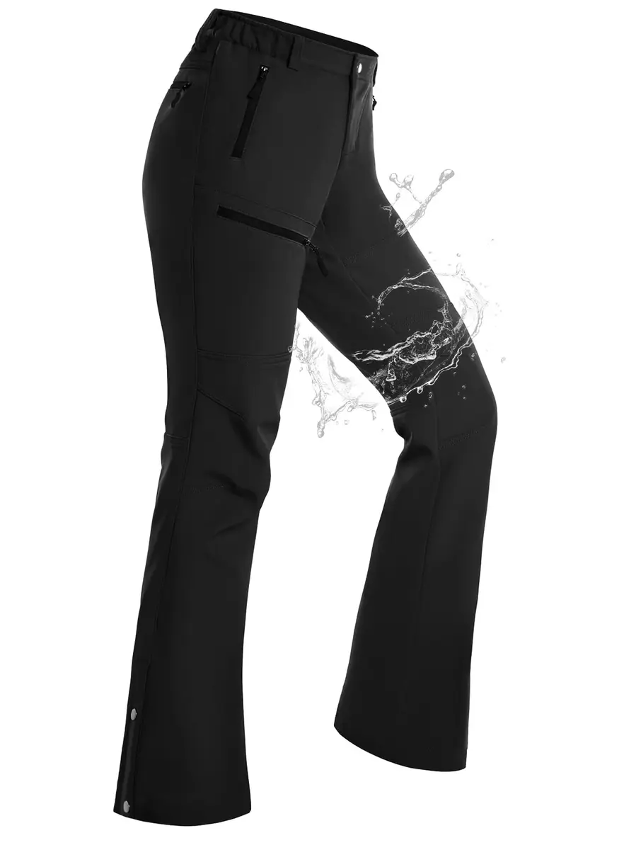 Cycorld Women's Snow Ski Pants: Softshell Fleece Lined Black,8 | Flattering Flare-leg Fit for Cold Weather - view 7