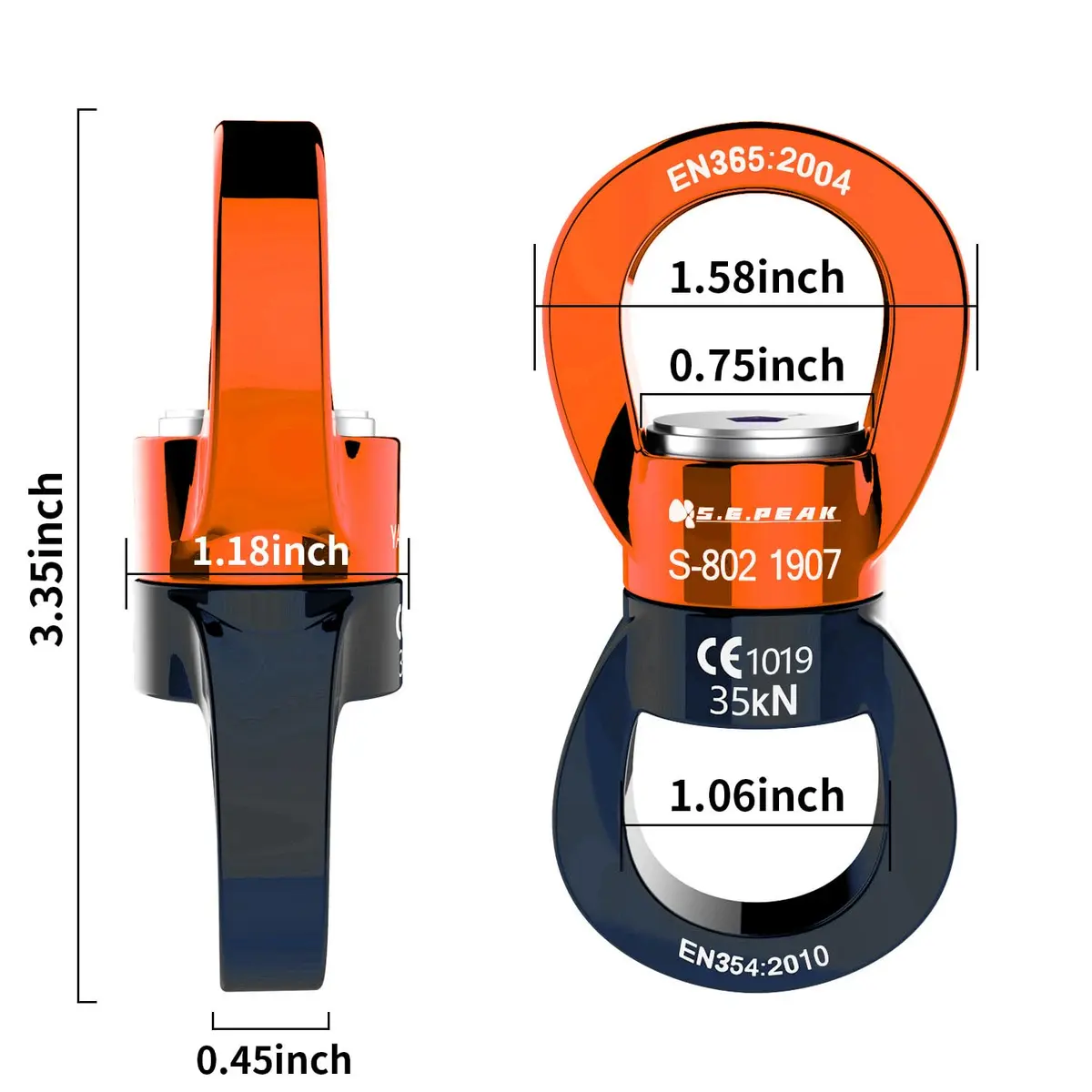 PROND 35kN Swing Swivel Rotational Device with Carabiner, 73g (2.58oz) | Heavy Duty for Tree Swings, Aerial Silks, Hammocks - view 3