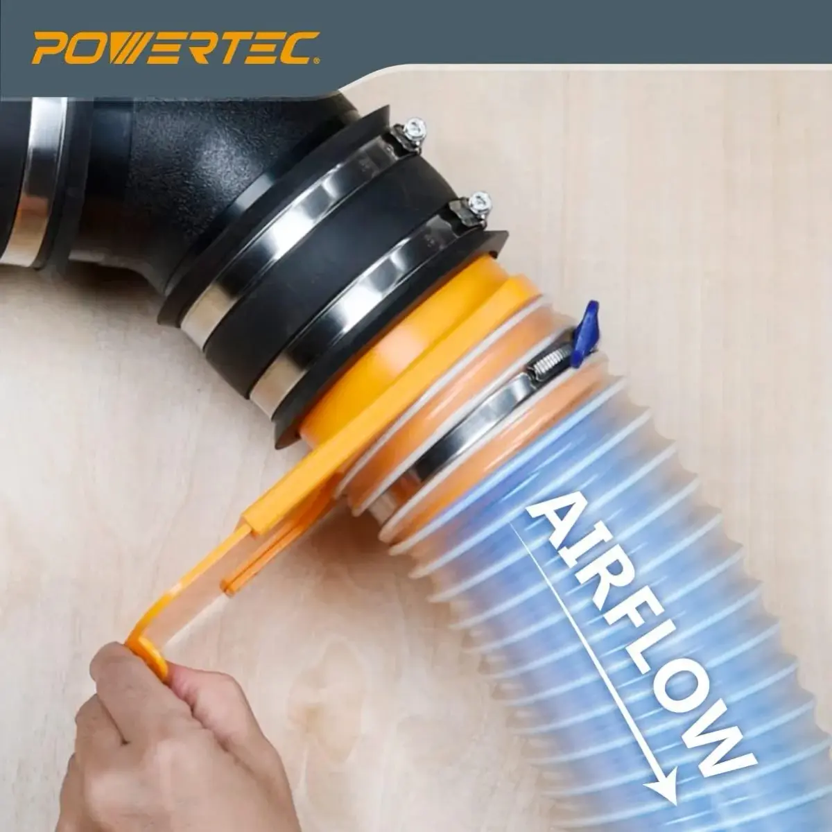 POWERTEC 4" x 20' Dust Collection Hose, 4 Inch Flexible PVC Hose with Steel Wire Reinforcement | 101.6mm (4") Diameter x 6.1m (20') Length - view 5