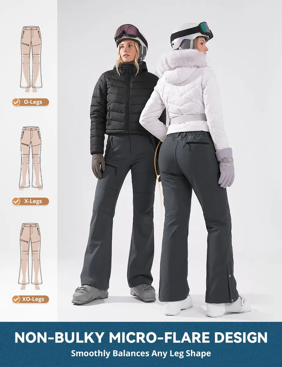 Cycorld Womens Snow Pants: Warm Fleece Lined Ski Pants Softshell | Flared Fit, Windproof & Water-Resistant - view 5