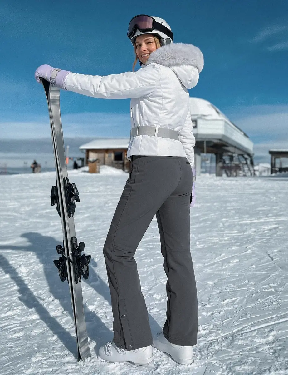 Cycorld Womens Snow Pants: Warm Fleece Lined Ski Pants Softshell | Flared Fit, Windproof & Water-Resistant - view 3