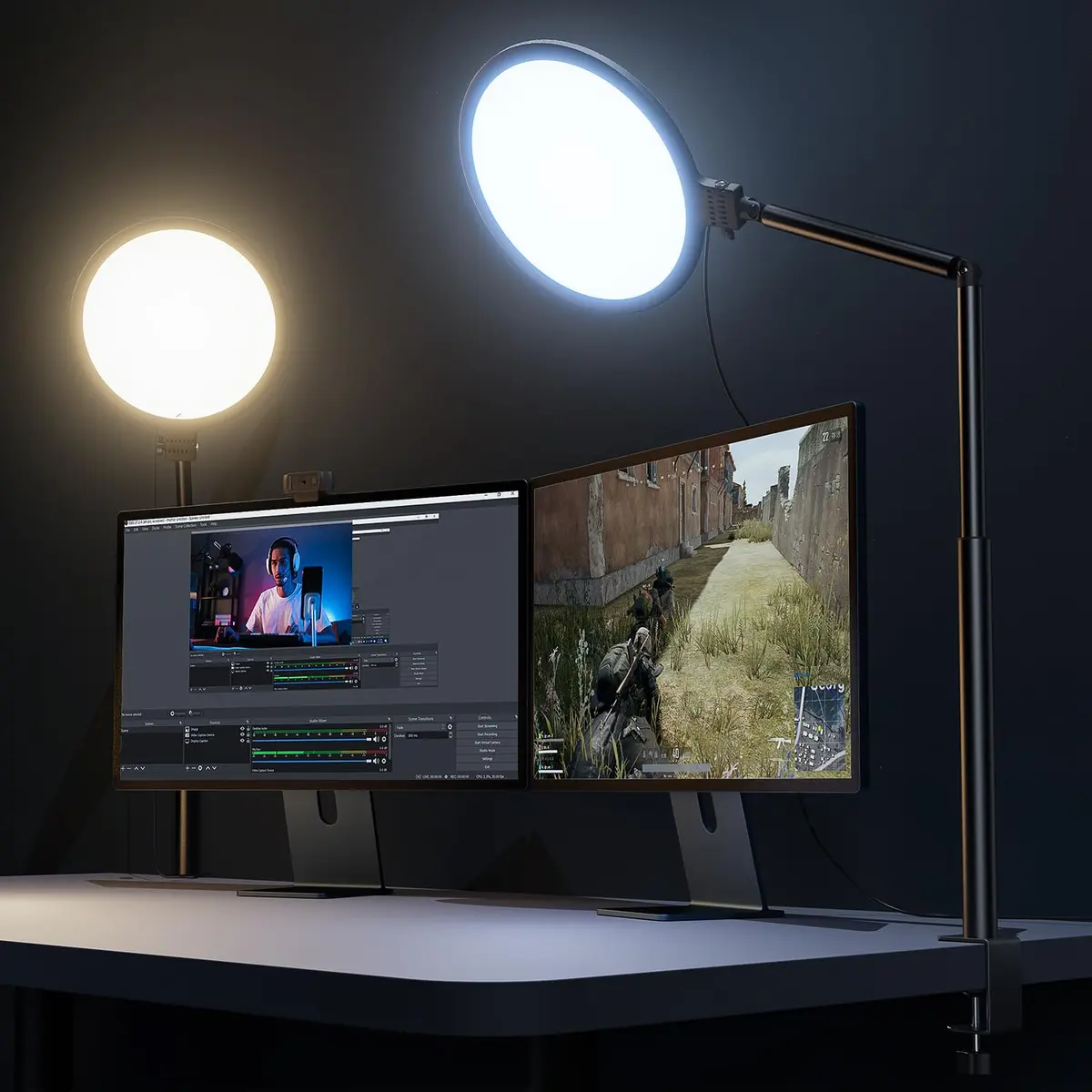 Weilisi 10.2" Desk Ring Light with Stand, 360° Rotate, USB Powered, Adjustable Brightness & Color, for Home Office & Content Creation - main product image