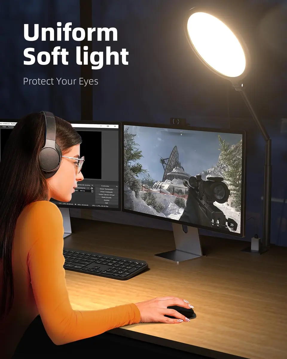 Weilisi 10.2" Desk Ring Light with Stand, 360° Rotate, USB Powered, Adjustable Brightness & Color, for Home Office & Content Creation - view 4