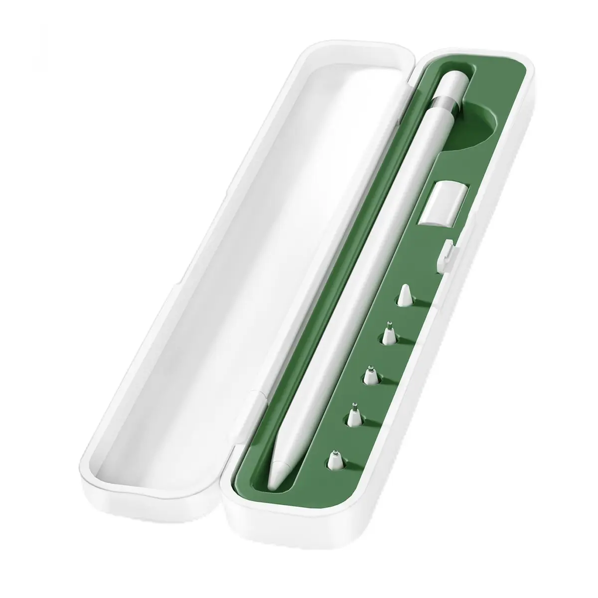Inesore Apple Pencil Case with 5 Replacement Tips | Durable 4-in-1 Storage (7.6 x 1.46 x 1.02 in, Green) - main product image