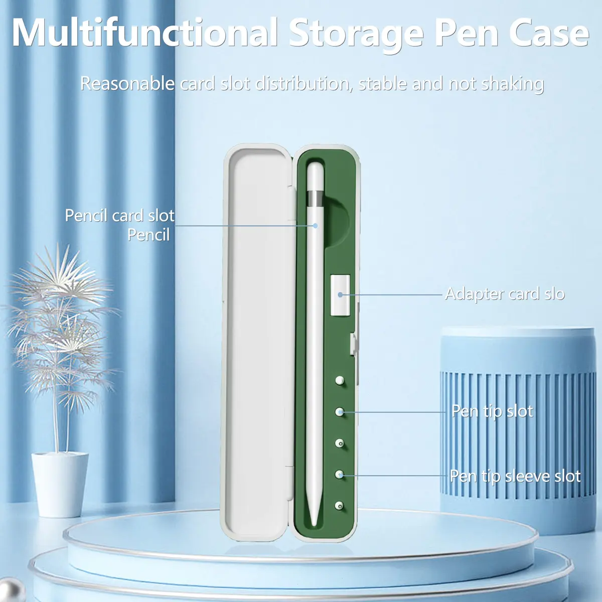 Inesore Apple Pencil Case with 5 Replacement Tips | Durable 4-in-1 Storage (7.6 x 1.46 x 1.02 in, Green) - view 6