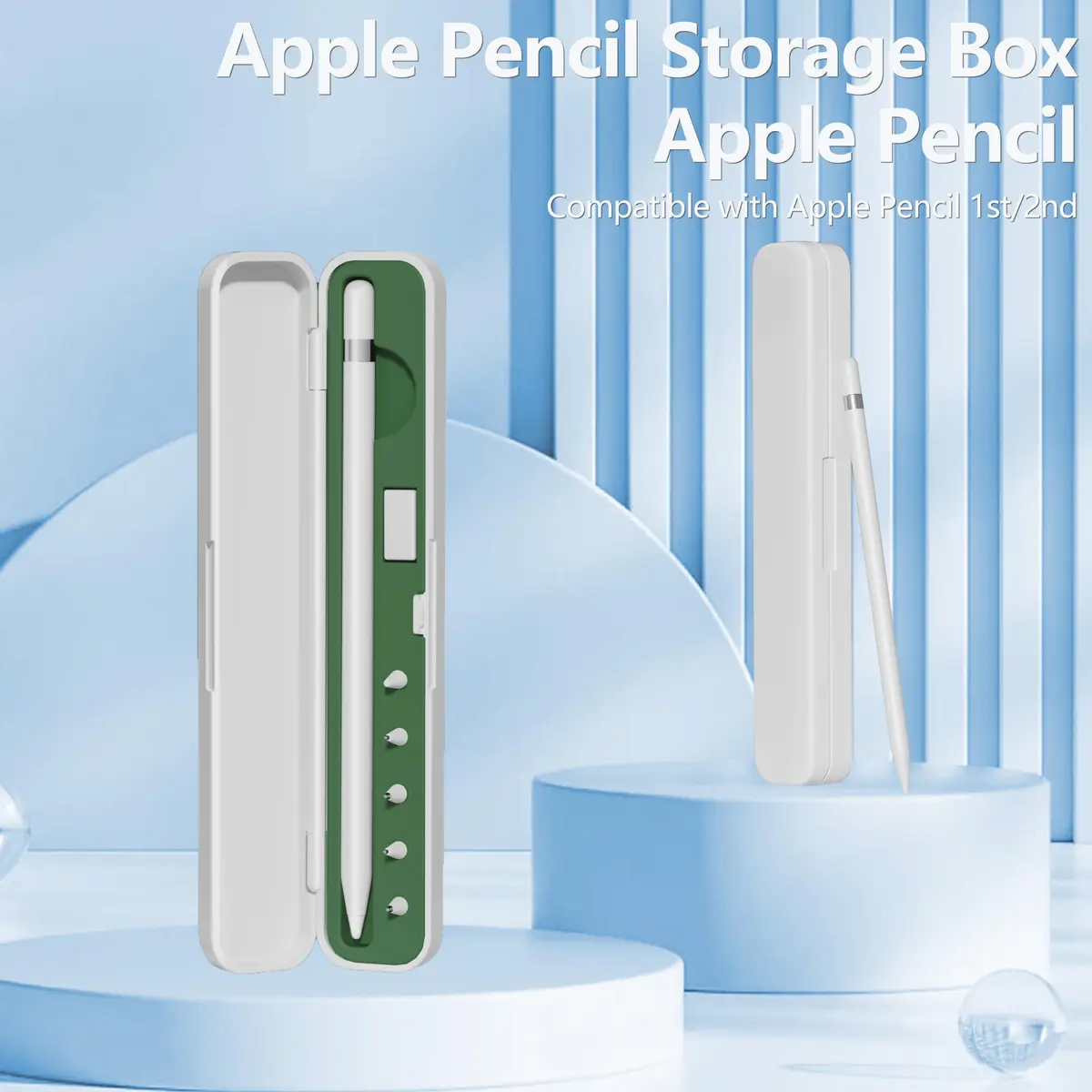 Inesore Apple Pencil Case with 5 Replacement Tips | Durable 4-in-1 Storage (7.6 x 1.46 x 1.02 in, Green) - view 8