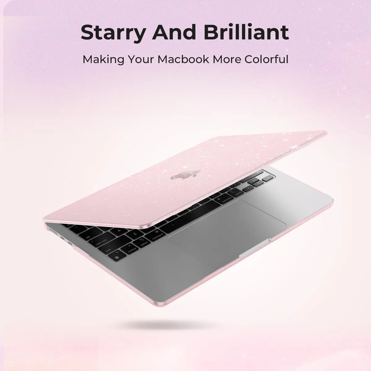 EooCoo Sparkly Case for MacBook Air 13 inch M5/M4/M3/M2 2026-2022 Baby Pink | Ultra-thin, Scratch-Resistant, Easy Snap-On - view 5