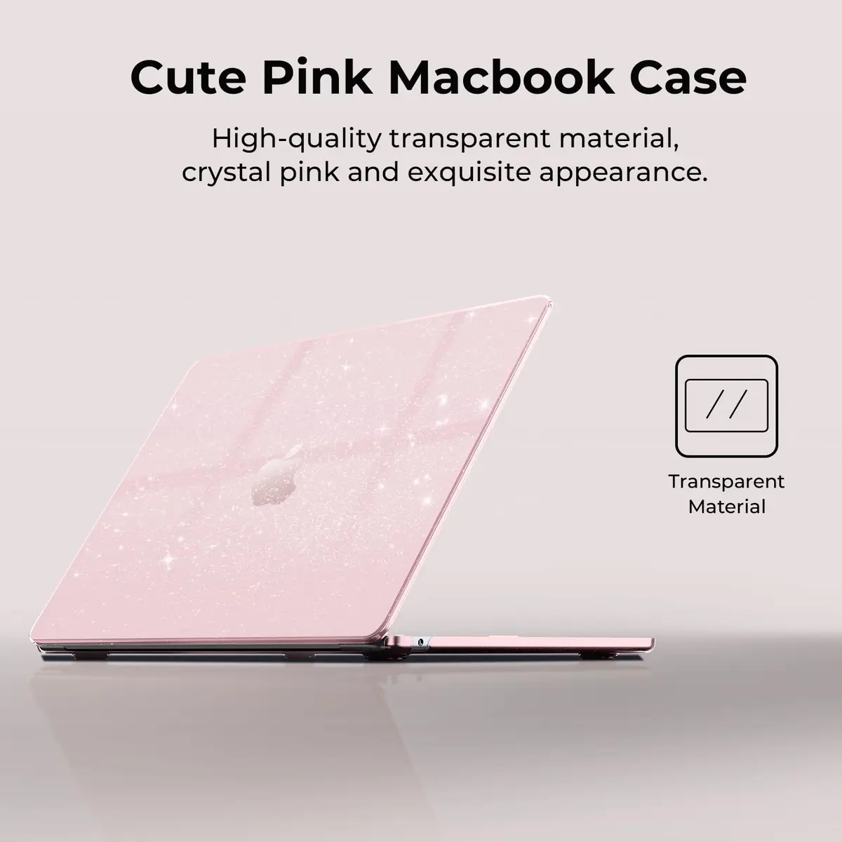 EooCoo Sparkly Case for MacBook Air 13 inch M5/M4/M3/M2 2026-2022 Baby Pink | Ultra-thin, Scratch-Resistant, Easy Snap-On - view 3